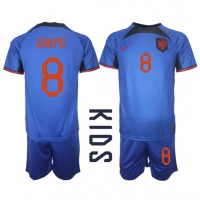 Camiseta Países Bajos Cody Gakpo #8 Visitante Equipación para niños Mundial 2022 manga corta (+ pantalones cortos)